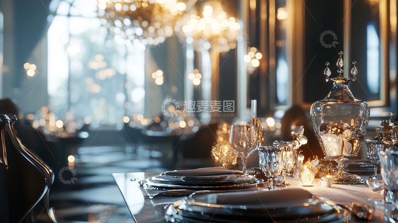 高清大图下载【趣麦麦图】-奢华餐厅烛光晚餐场景