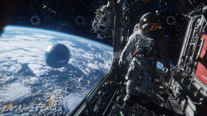 高清大图下载【趣麦麦图】太空宇航员地球视角