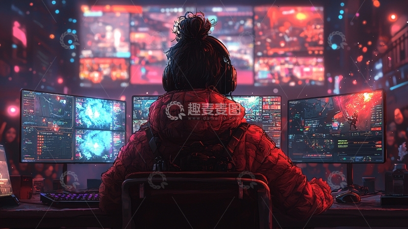 高清大图下载【趣麦麦图】黑客少女