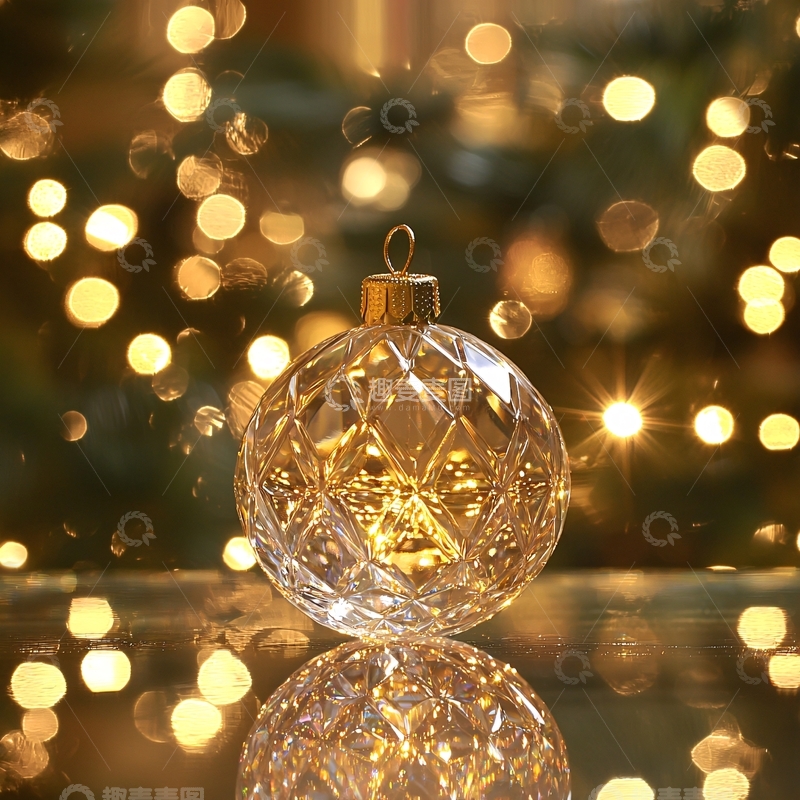 高清大图下载【趣麦麦图】晶莹剔透的金色装饰球