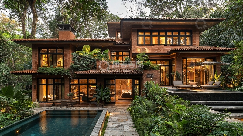 高清大图下载【趣麦麦图】森林环抱的豪华别墅