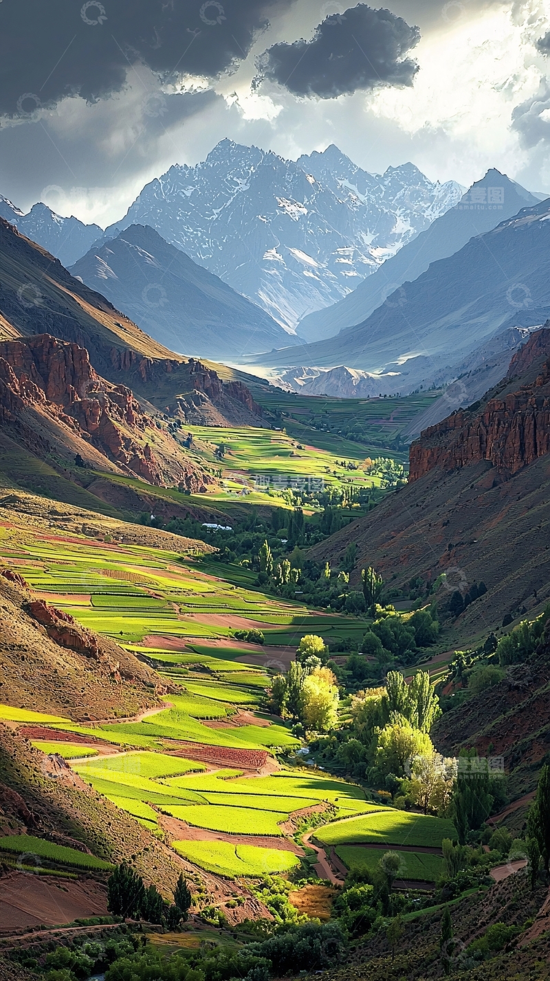高清大图下载【趣麦麦图】山谷田园风光