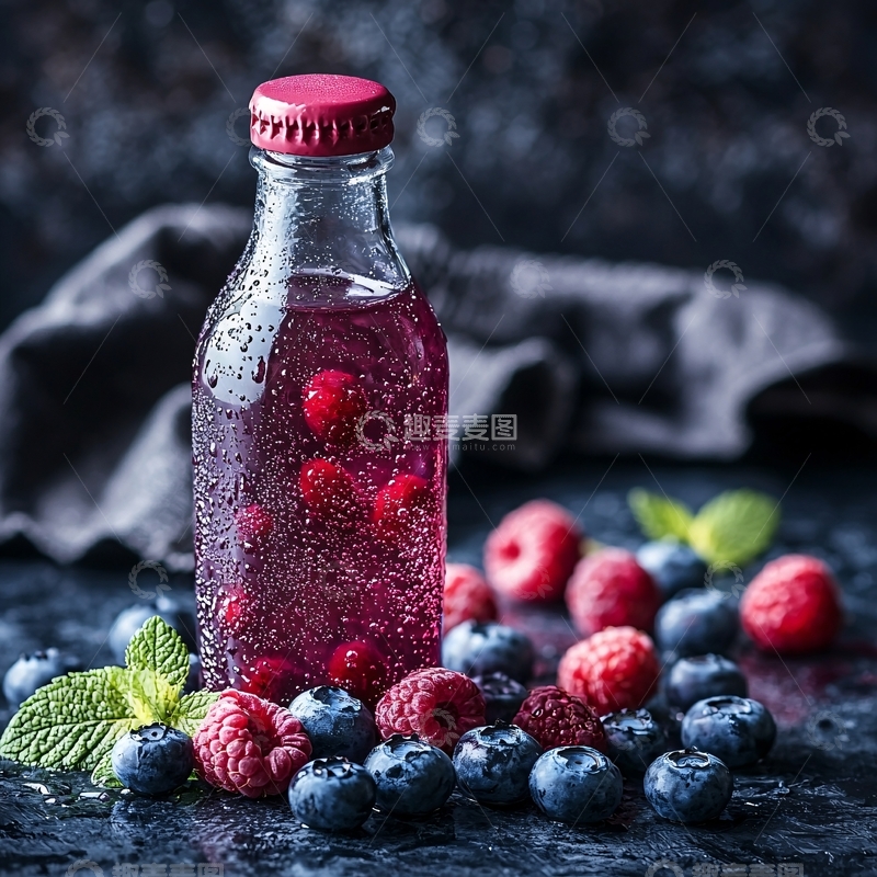 高清大图下载【趣麦麦图】红色浆果汽水饮料