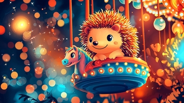 可爱刺猬旋转木马