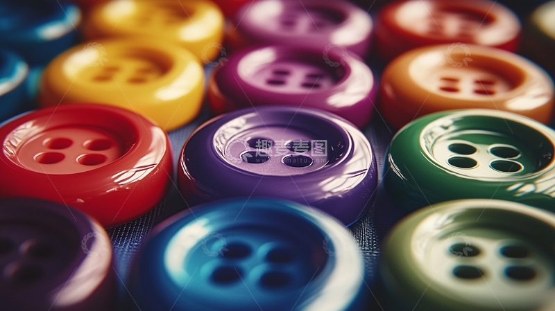 高清大图下载【趣麦麦图】彩色塑料纽扣特写