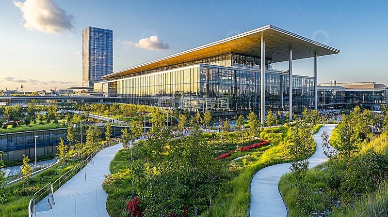 高清大图下载【趣麦麦图】-现代建筑与绿色景观