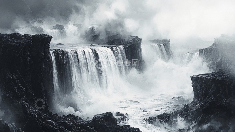 高清大图下载【趣麦麦图】暴风雨中的瀑布