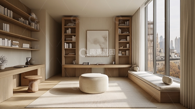 高清大图下载【趣麦麦图】极简日式书房设计