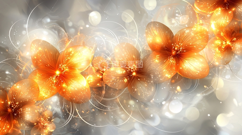 高清大图下载【趣麦麦图】金色花朵梦幻背景