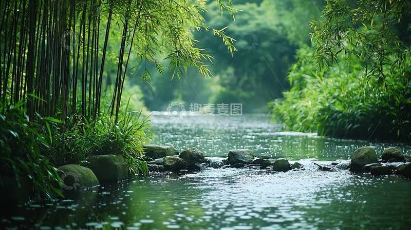 高清大图下载【趣麦麦图】竹林小溪