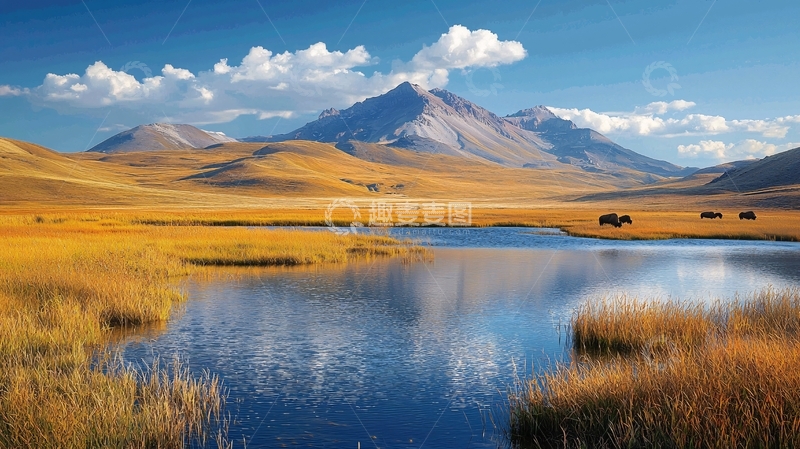 高清大图下载【趣麦麦图】高原湖泊山脉景色