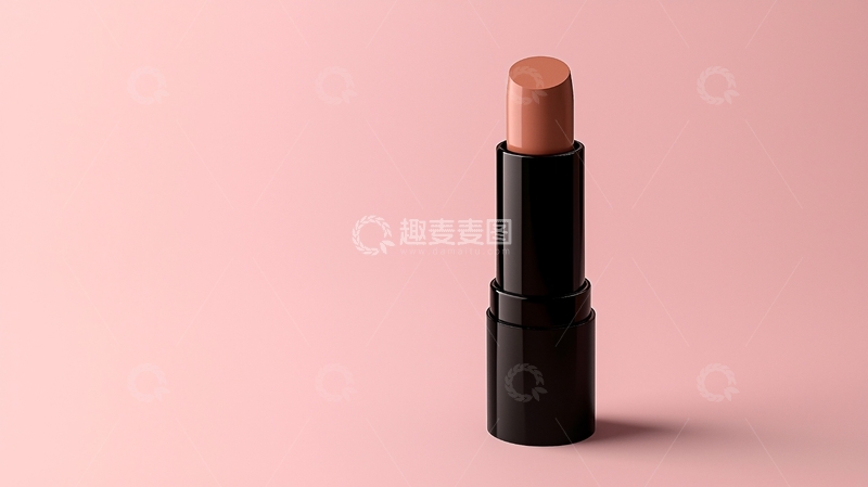 高清大图下载【趣麦麦图】米色口红置于粉色背景前