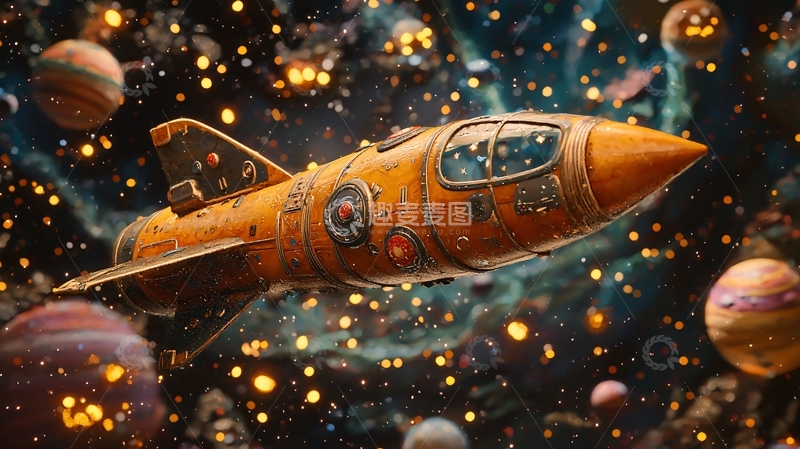 高清大图下载【趣麦麦图】太空飞船穿梭星河