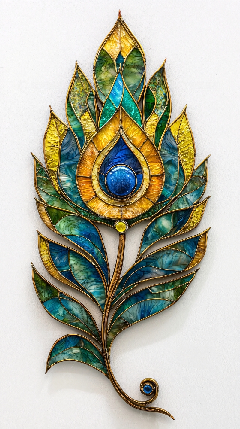 高清大图下载【趣麦麦图】彩色孔雀羽毛装饰画