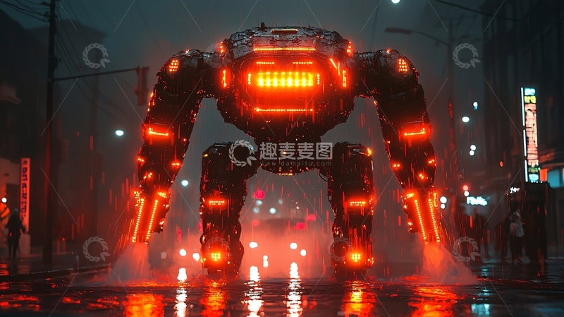 高清大图下载【趣麦麦图】未来都市巨型机器人