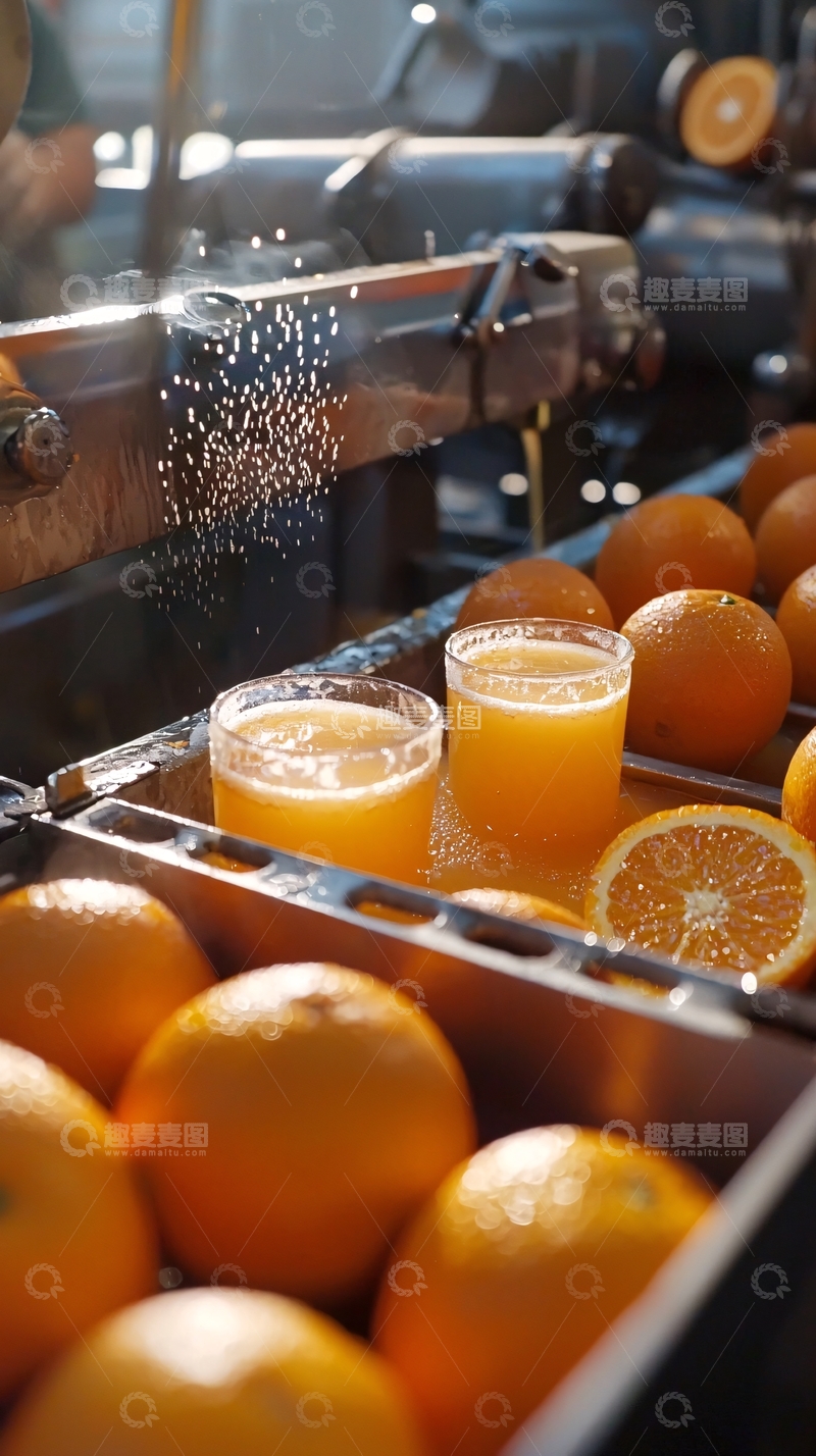 高清大图下载【趣麦麦图】橙汁生产线