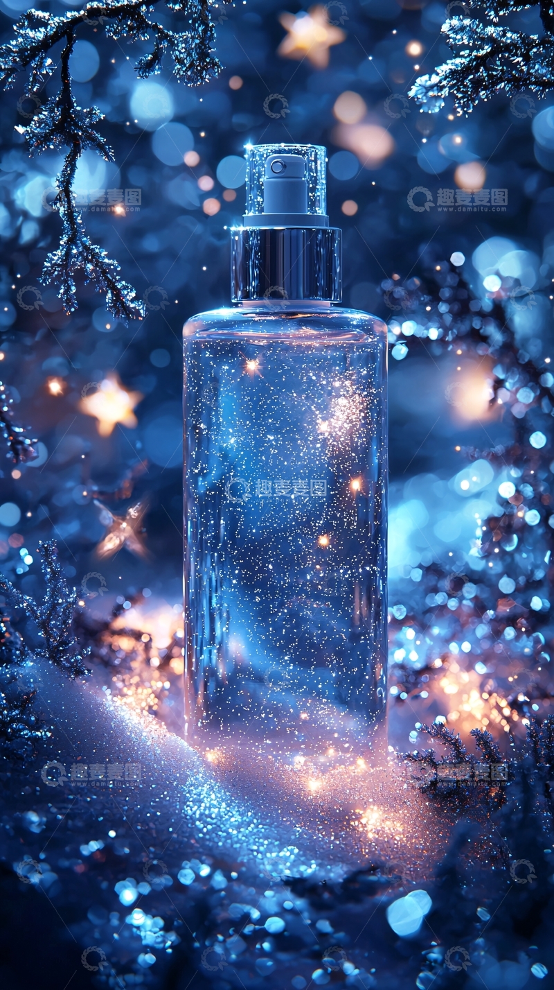 高清大图下载【趣麦麦图】蓝色星光香水瓶