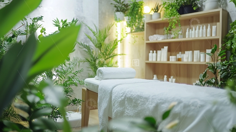 高清大图下载【趣麦麦图】绿色植物环绕的美容院场景