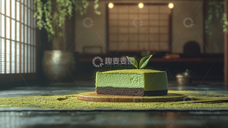 高清大图下载【趣麦麦图】抹茶芝士蛋糕