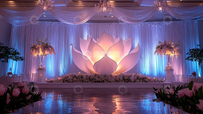 高清大图下载【趣麦麦图】典雅莲花婚礼舞台背景