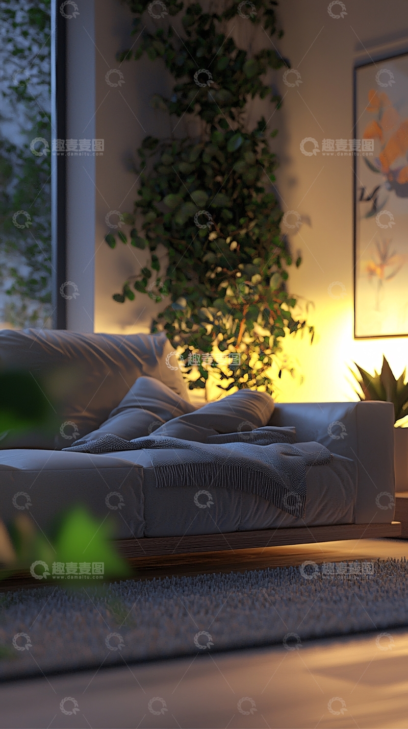 高清大图下载【趣麦麦图】现代简约卧室夜景