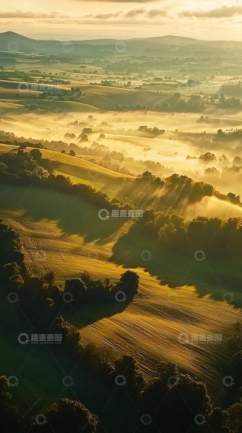 高清大图下载【趣麦麦图】晨曦下的田园风光