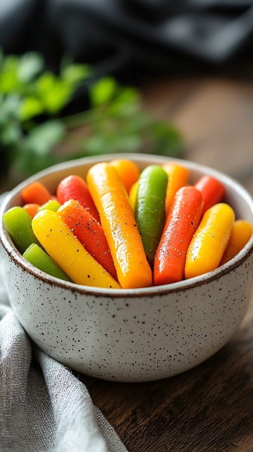 一碗彩色迷你胡萝卜