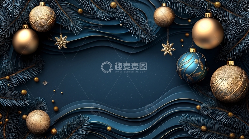 高清大图下载【趣麦麦图】深蓝圣诞节背景图