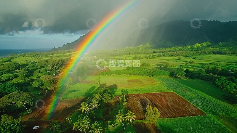高清大图下载【趣麦麦图】彩虹田园风光
