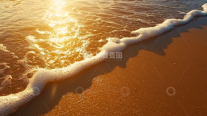 高清大图下载【趣麦麦图】阳光洒在沙滩上的浪花