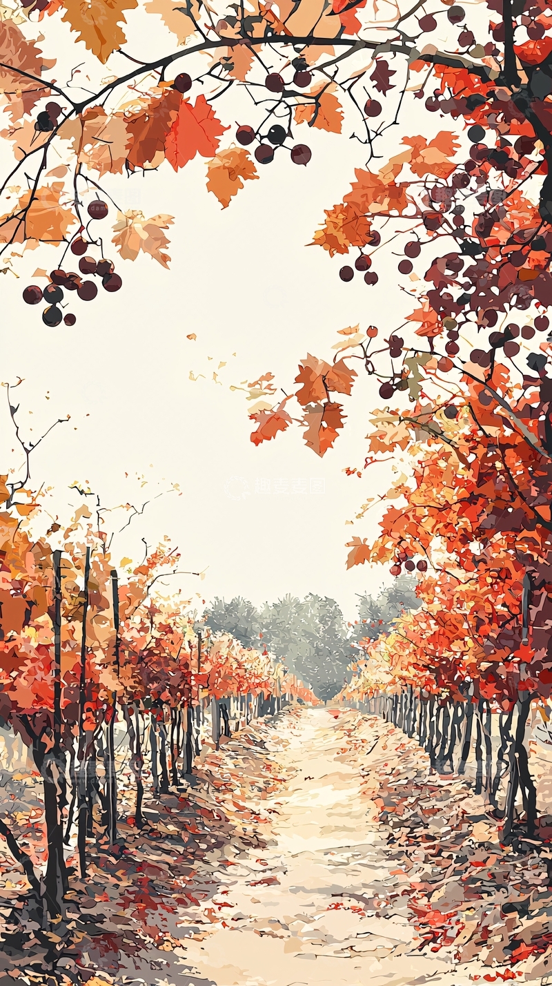 高清大图下载【趣麦麦图】秋日葡萄园小路