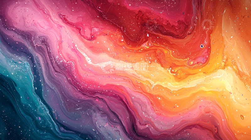 高清大图下载【趣麦麦图】抽象彩色流体泼墨