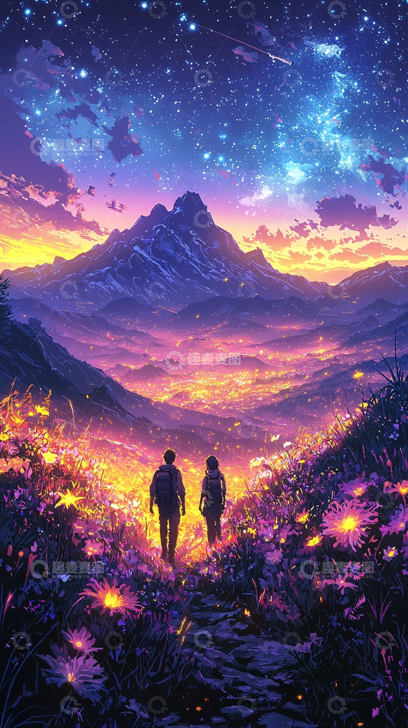 高清大图下载【趣麦麦图】星空下的情侣