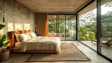 现代水泥墙卧室