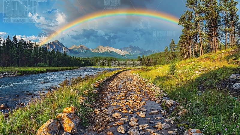 高清大图下载【趣麦麦图】彩虹山川河流