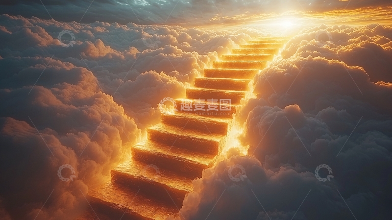 高清大图下载【趣麦麦图】云端阶梯