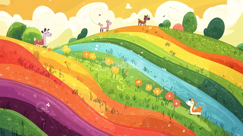高清大图下载【趣麦麦图】彩虹山丘