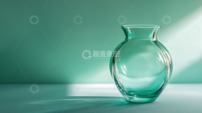 高清大图下载【趣麦麦图】绿色的玻璃花瓶