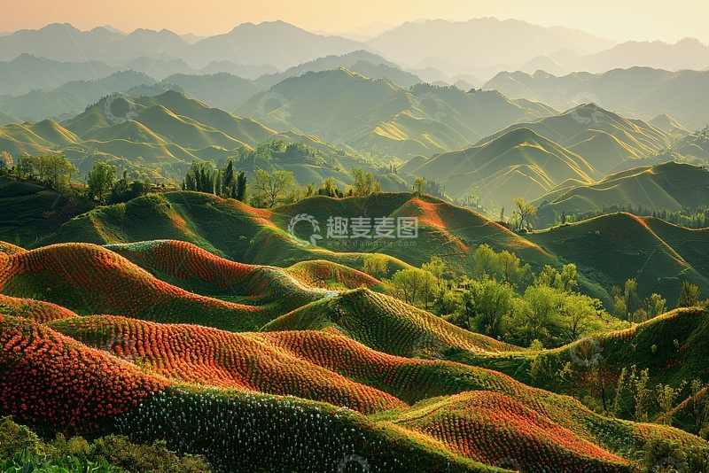 高清大图下载【趣麦麦图】清晨山峦层叠景色