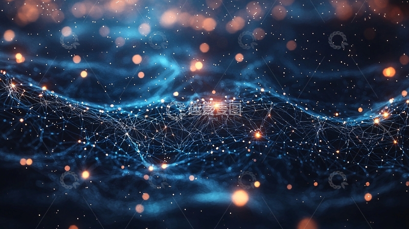 高清大图下载【趣麦麦图】蓝色星光粒子波浪