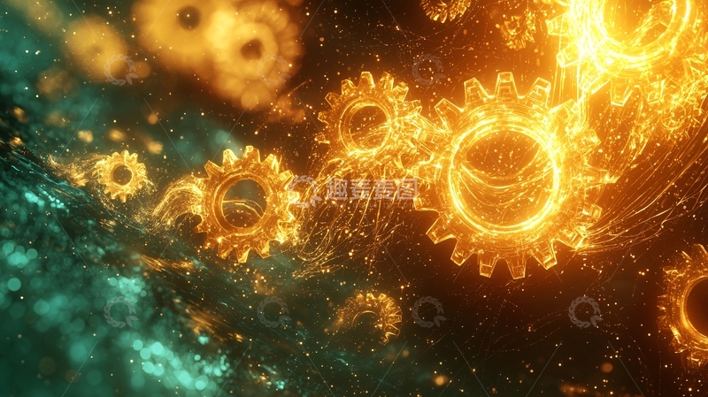 高清大图下载【趣麦麦图】金色齿轮旋转