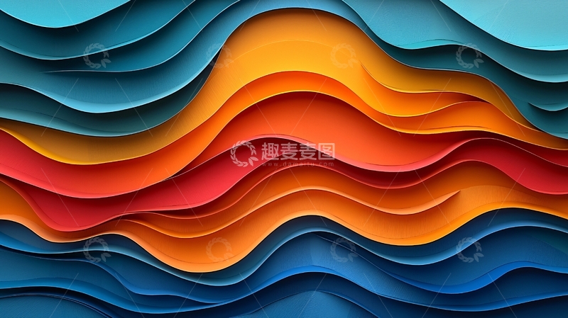 高清大图下载【趣麦麦图】多层彩色波浪纹理