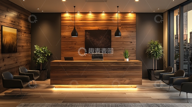 高清大图下载【趣麦麦图】现代简约木质接待台