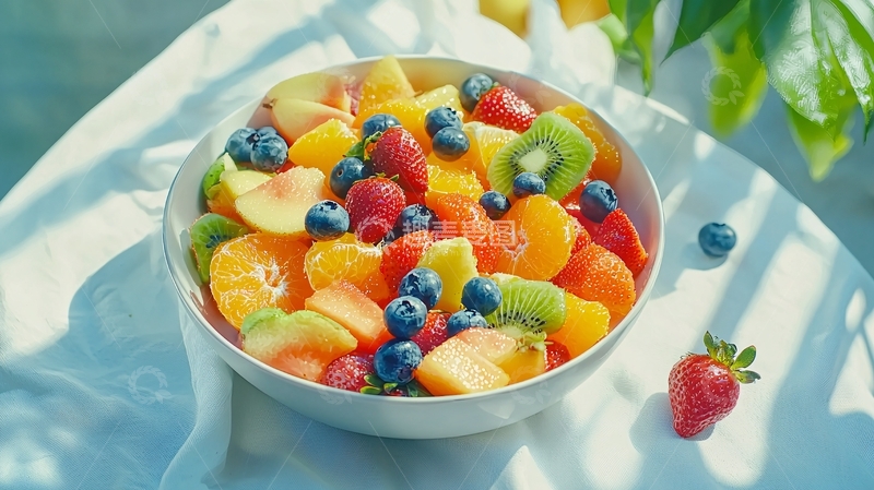 高清大图下载【趣麦麦图】阳光下盛放的水果沙拉