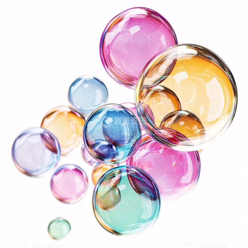 高清大图下载【趣麦麦图】彩色透明泡泡