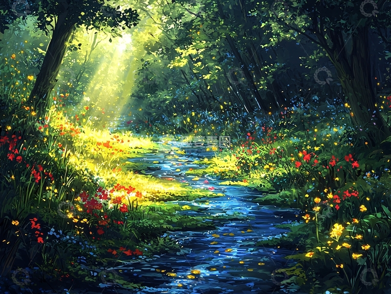 高清大图下载【趣麦麦图】阳光穿过树林的小路