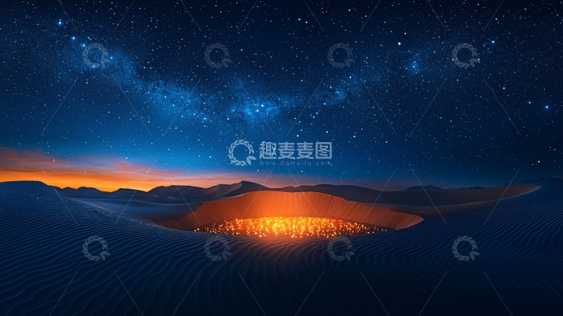 高清大图下载【趣麦麦图】沙漠星空夜景