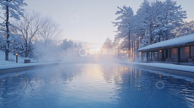 高清大图下载【趣麦麦图】冬日温泉