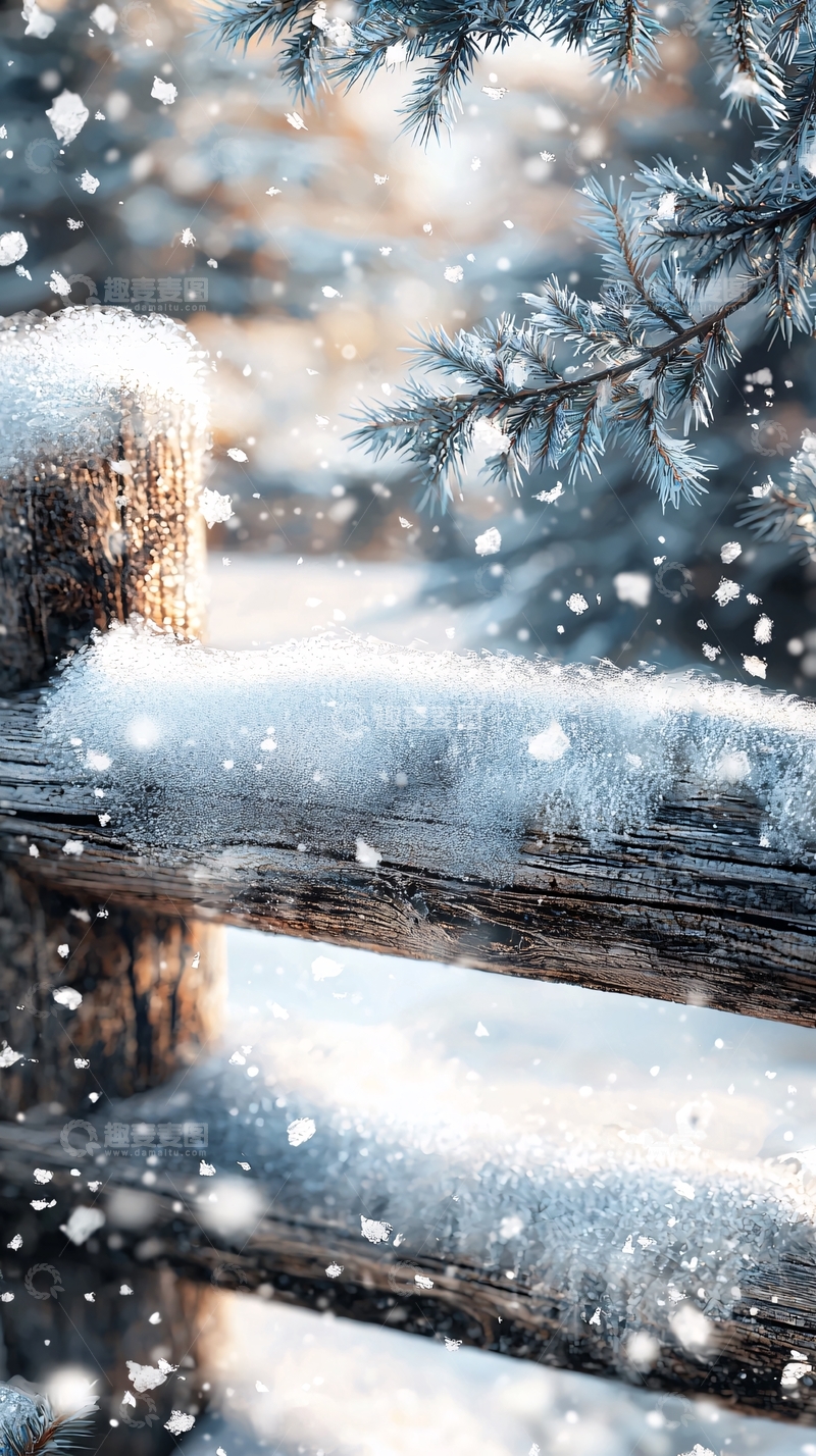 高清大图下载【趣麦麦图】雪景木栅栏