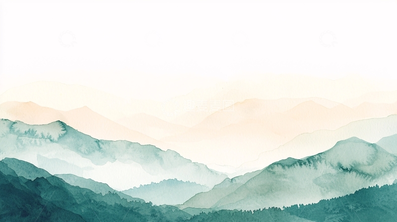 高清大图下载【趣麦麦图】水墨青绿山水画